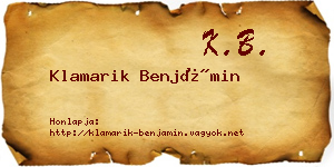 Klamarik Benjámin névjegykártya